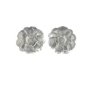 Baccarat Vintage Elegant Flower Crystal Taper Candle Holders 1980s Pair